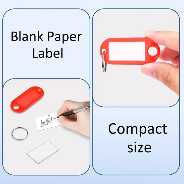 Alt view image 6 of 7 - 10 Pack Plastic Key Tags with Labels and Split Ring, Black Keychain Cable and Key Labels for Keys, USB Drive and Luggage Organization - 10 Colors
