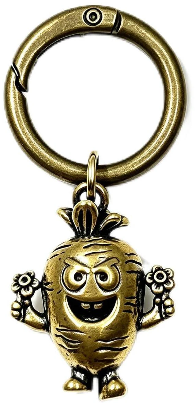 Main image of Majewel Antique Brass Carabiner Keychain, Vintage Style Cute Key Ring with Decorative Charms, for Keys, Backpacks, Pursesgifts for him/Father(Carrot)
