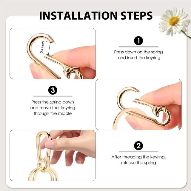 Alt view image 4 of 6 - DMENER 4PCS Metal Keychain Clip Hook Keychain Keyring Key Chain Ring Clip Holder for Car Keys Women Men