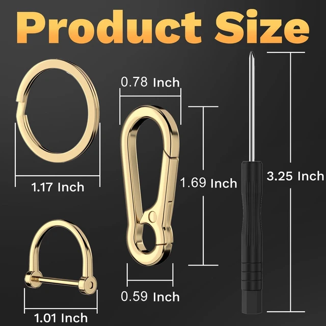 Alt view image 2 of 7 - BFXM 2 Pack Keychain Rings for Car Keys, Metal Carabiner Key Chain | Keychain Hook with Detachable D-Ring, Key Chain Clip for Purse Charm Hook, Men and Women Key Fob, Car Accessories