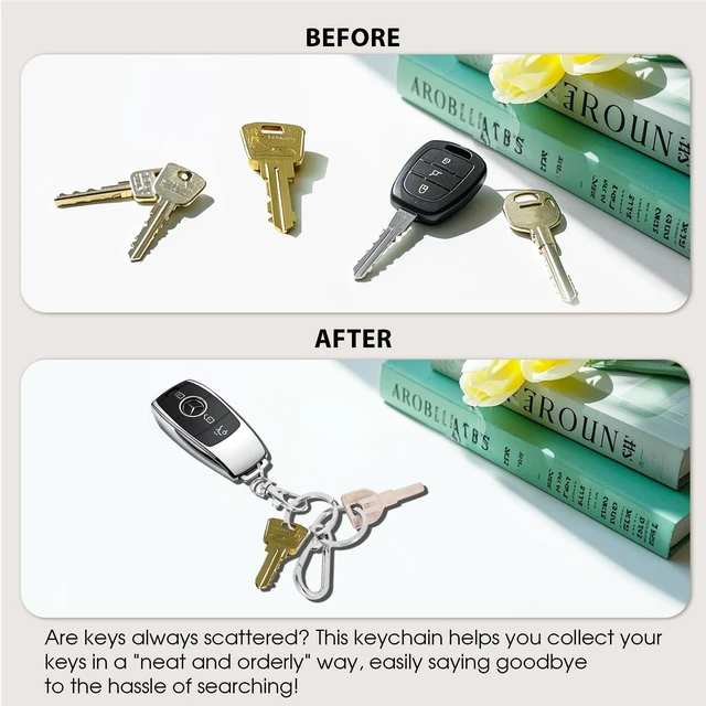 Alt view image 6 of 6 - DMENER 4PCS Metal Keychain Clip Hook Keychain Keyring Key Chain Ring Clip Holder for Car Keys Women Men