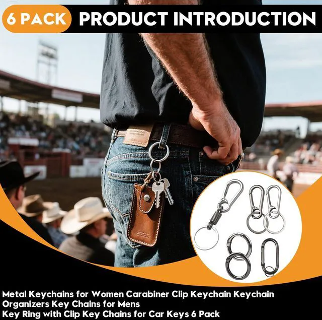 Alt view image 2 of 7 - Keychain Clip, 6 Pack Key Chain Hooks with Key Rings Holder | Metal Key Organizer for Car Home Keys Men Women
