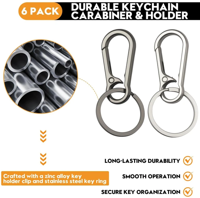 Alt view image 5 of 7 - Keychain Clip, 6 Pack Key Chain Hooks with Key Rings Holder | Metal Key Organizer for Car Home Keys Men Women