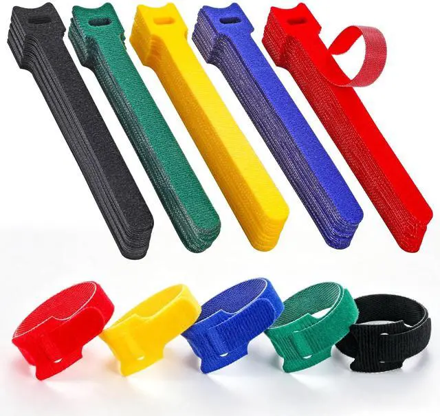 Main image of 100PCS 6"Reusable Cable Ties for Cable Management | reusable hook and loop cable ties for Home, Office and Data Centers, 5 Colors.