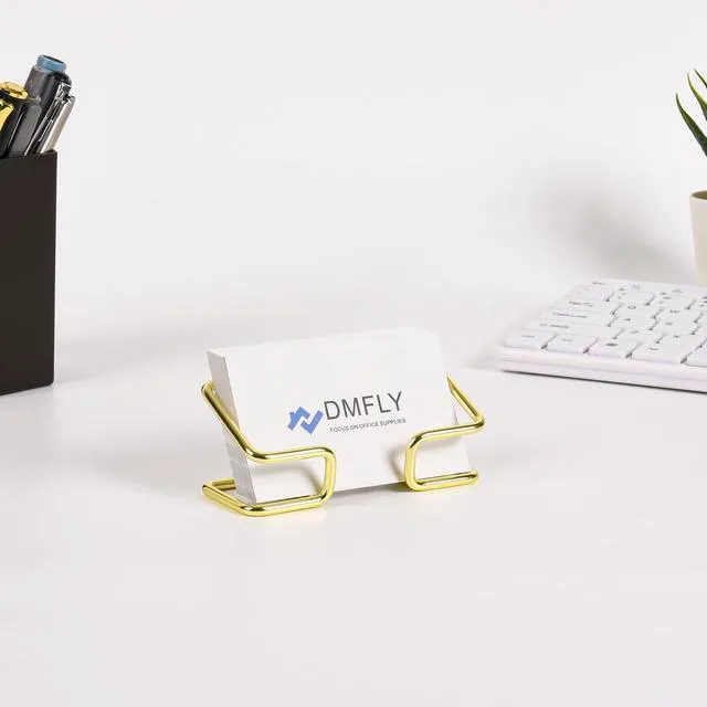 Alt view image 3 of 7 - DMFLY Metal Business Card Holder for Desk, Cute Card Display Stand, Compatible with Various Countertops, Gold
