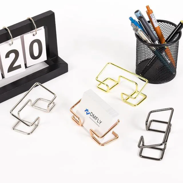 Alt view image 7 of 7 - DMFLY Metal Business Card Holder for Desk, Cute Card Display Stand, Compatible with Various Countertops, Gold