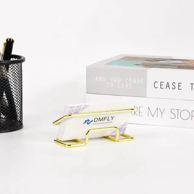 Alt view image 6 of 7 - DMFLY Metal Business Card Holder for Desk, Cute Card Display Stand, Compatible with Various Countertops, Gold