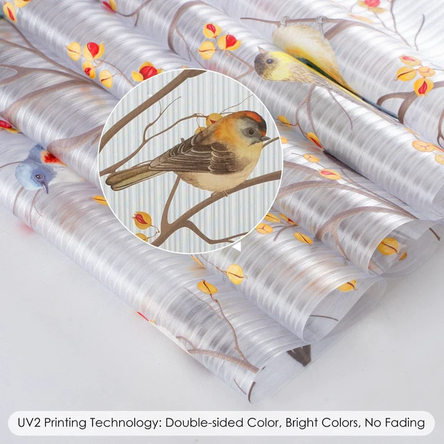Alt view image 7 of 7 - DKTIE Reeded Glass Window Film Seamless Pattern Colored Birds 17.7" x 78.7" | Bathroom Window Privacy Film Waterproof Easy to Install Renter Friendly
