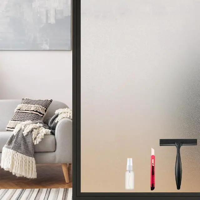 Main image of Frosted Window Privacy Film Static Cling, Removable Reusable Glass Sticker, Anti-UV Heat Blocking Decorative Window Film for Home Bathroom Bedroom with Installation Tools Frosted White 17x78inch