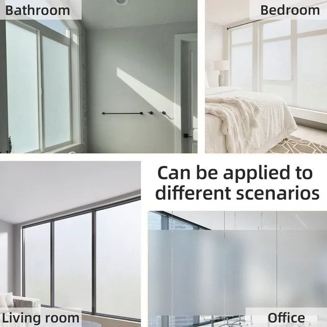 Alt view image 6 of 7 - Frosted Window Privacy Film Static Cling, Removable Reusable Glass Sticker, Anti-UV Heat Blocking Decorative Window Film for Home Bathroom Bedroom with Installation Tools Frosted White 17x78inch