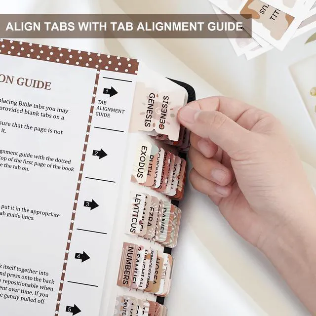 Alt view image 4 of 7 - Bible Tabs for Women & Men, Large Print Index Tabs for Study Bibles, Boho | 75 Laminated Tabs Help You Find Bible Books Faster, Make Bible Study Easier, and Provide Quick Reference