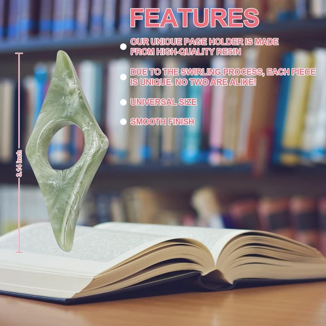 Alt view image 2 of 7 - Kartterfly Thumb Page Holder 2Pack Energy Pattern Pink Green Book Markers | Finger reading aid for readers, ergonomic grip for one-hand reading, practical book accessory, fits all reading books