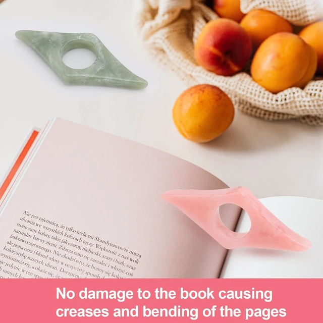 Alt view image 3 of 7 - Kartterfly Thumb Page Holder 2Pack Energy Pattern Pink Green Book Markers | Finger reading aid for readers, ergonomic grip for one-hand reading, practical book accessory, fits all reading books
