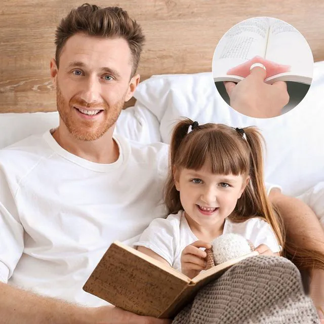 Alt view image 6 of 7 - Kartterfly Thumb Page Holder 2Pack Energy Pattern Pink Green Book Markers | Finger reading aid for readers, ergonomic grip for one-hand reading, practical book accessory, fits all reading books
