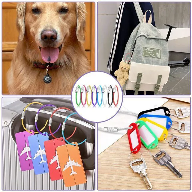 Alt view image 5 of 7 - ManTangSun 12 Pack 4" Key Ring Wire Keychain Cable Keyring Keychain Holder Clips Small Loops for Car Keys, Luggage Tags, Bag Tags, Crafts (Assorted, 2mm)