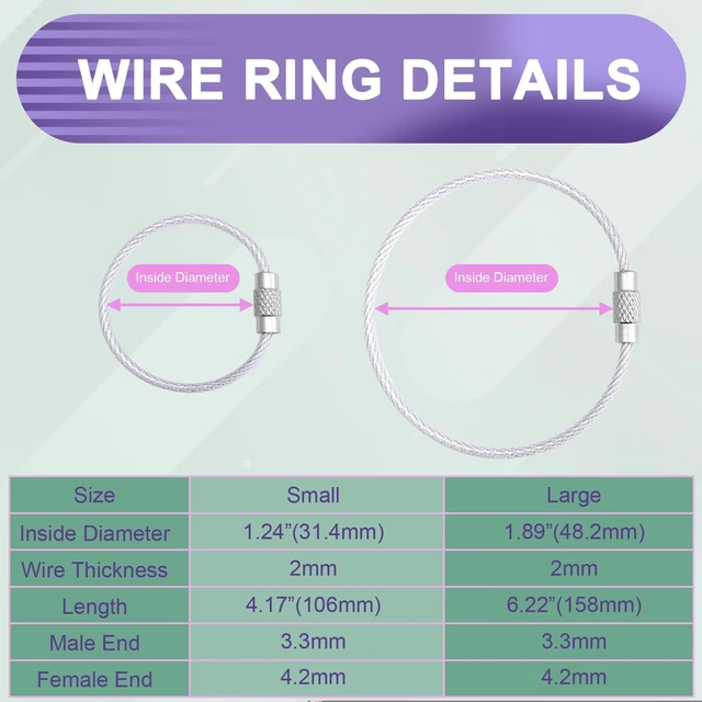 Alt view image 6 of 7 - ManTangSun 12 Pack 4" Key Ring Wire Keychain Cable Keyring Keychain Holder Clips Small Loops for Car Keys, Luggage Tags, Bag Tags, Crafts (Assorted, 2mm)