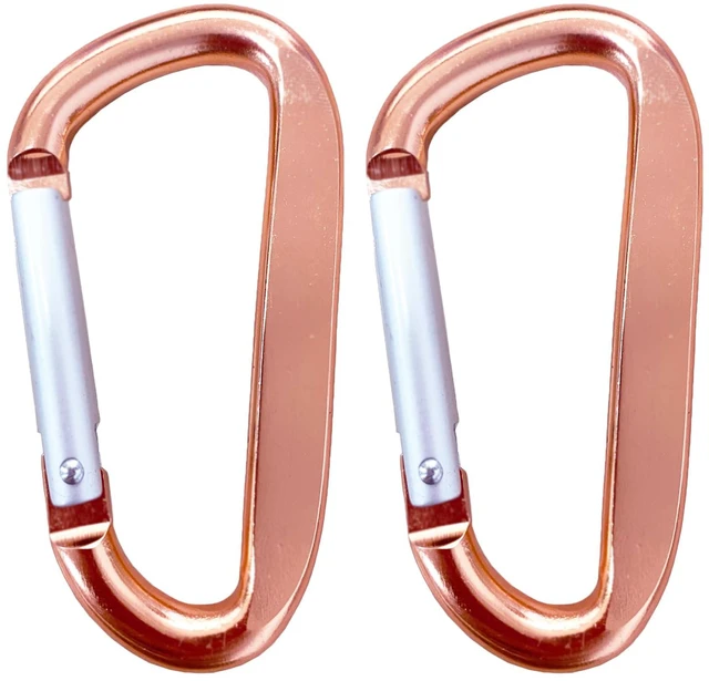 Main image of Cute Carabiner Clip, 3" Aluminum Alloy Caribeener D Ring, Spring Snap Hook for Keychain Clip(2pack Rose Gold)