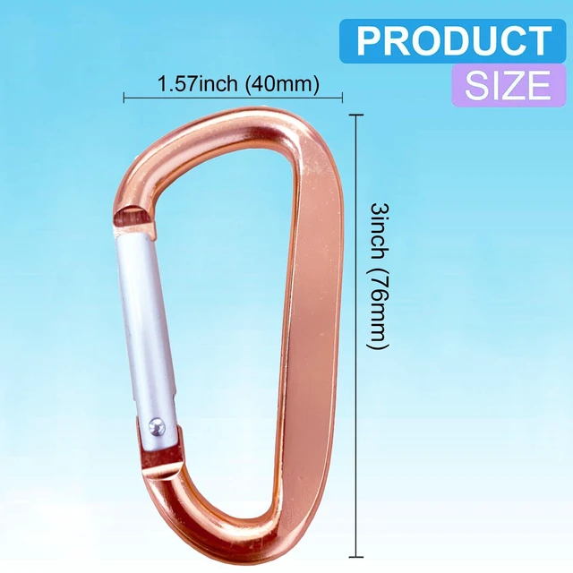 Alt view image 2 of 7 - Cute Carabiner Clip, 3" Aluminum Alloy Caribeener D Ring, Spring Snap Hook for Keychain Clip(2pack Rose Gold)