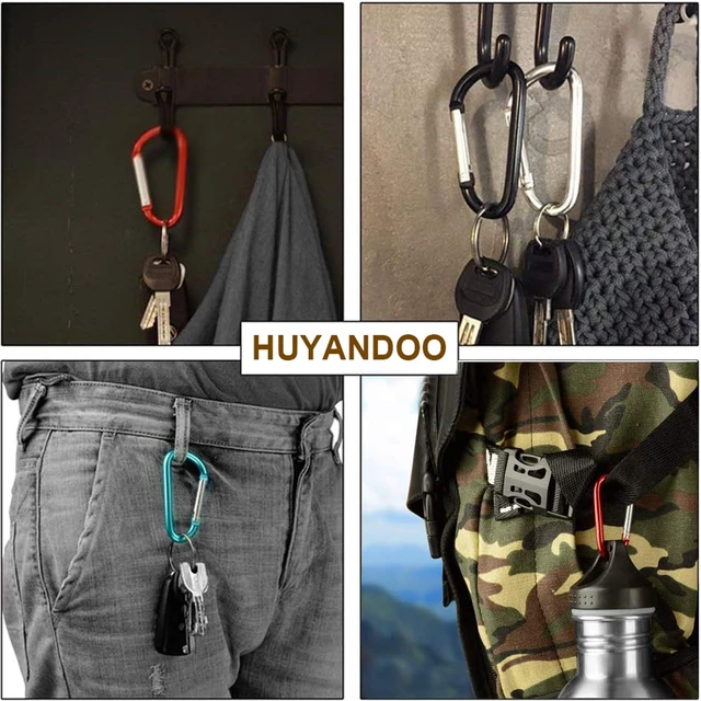Alt view image 5 of 7 - Cute Carabiner Clip, 3" Aluminum Alloy Caribeener D Ring, Spring Snap Hook for Keychain Clip(2pack Rose Gold)