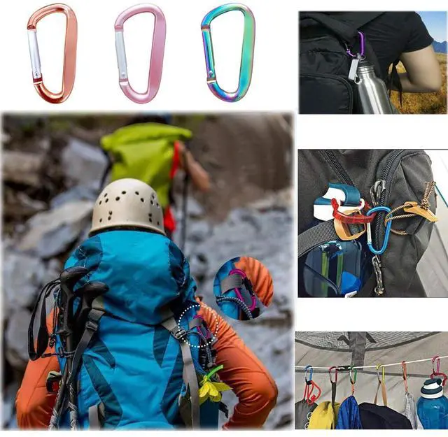 Alt view image 6 of 7 - Cute Carabiner Clip, 3" Aluminum Alloy Caribeener D Ring, Spring Snap Hook for Keychain Clip(2pack Rose Gold)