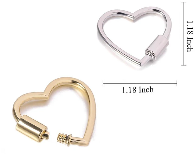 Alt view image 2 of 6 - 3pcs Aluminum Heart Shape Key Ring Gold Key Ring Screw Lock Keychain Gold Carabiner Carabiner Keychain Clip for Keys (Glod)