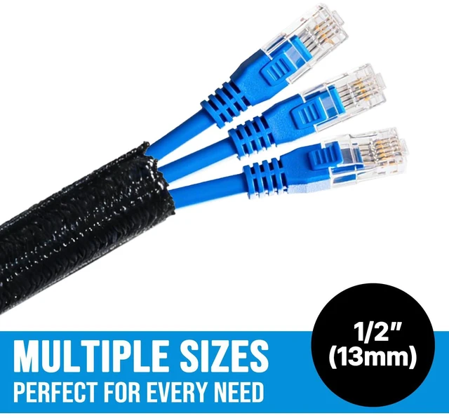 Alt view image 2 of 7 - 6.5ft - 1/2 inch Cord Protector Wire Loom Tubing Cable Sleeve Split Sleeving for USB Cable Power Cord Audio Video Cable Protect Cat from Chewing - Black