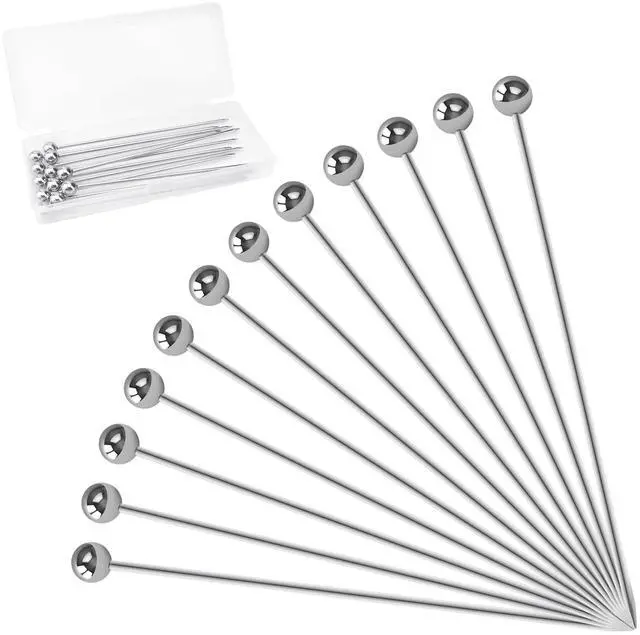 Main image of 12 PCS Cocktail Picks Stainless Steel Cocktail Toothpicks Reusable Metal Martini Olive Skewers for Fruit Appetizers Decorative Drinks Cocktails
