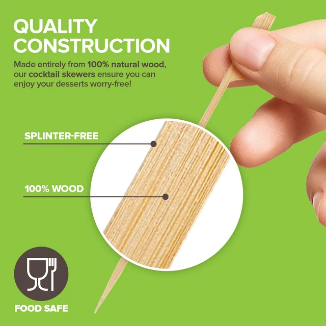 Alt view image 3 of 7 - 3.5" Bamboo Skewers (200 Pack) - Heavy Duty, Ideal for Appetizers, Fruit Kabobs, Parties & Cocktails