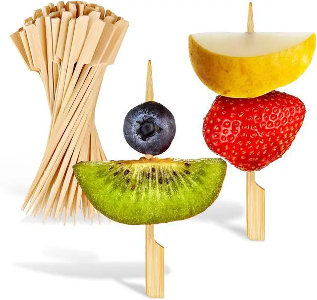 Main image of 3.5" Bamboo Skewers (200 Pack) - Heavy Duty, Ideal for Appetizers, Fruit Kabobs, Parties & Cocktails