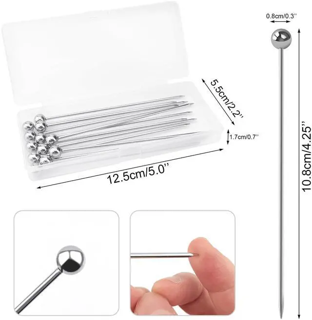 Alt view image 4 of 6 - 12 PCS Cocktail Picks Stainless Steel Cocktail Toothpicks Reusable Metal Martini Olive Skewers for Fruit Appetizers Decorative Drinks Cocktails
