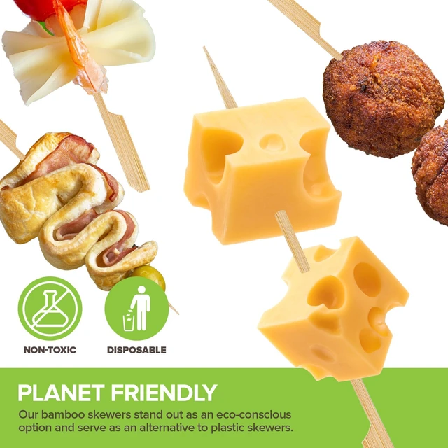 Alt view image 5 of 7 - 3.5" Bamboo Skewers (200 Pack) - Heavy Duty, Ideal for Appetizers, Fruit Kabobs, Parties & Cocktails