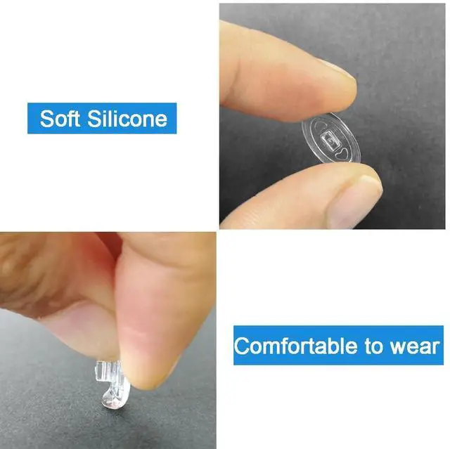 Alt view image 4 of 5 - Push in Glasses Nose Pads,5 Pairs Eyeglasses Replacement Nose Piece,Oval Soft Silicone Nose Guards Eye Pads(Clear,14mm)