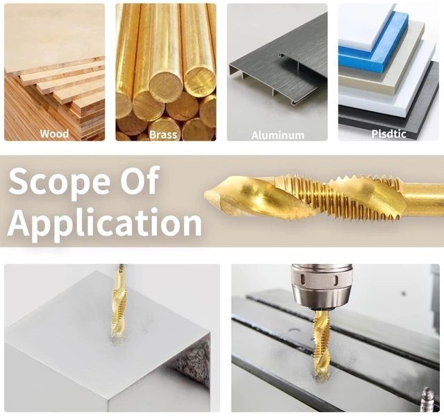Alt view image 6 of 6 - 6 Pcs Combination Tap and Drill Bit Set | Titanium Coated HSS Thread Tap Drill Bits, M3 M4 M5 M6 M8 M10 Metric Sizes, 1/4 Inch Hex Shank