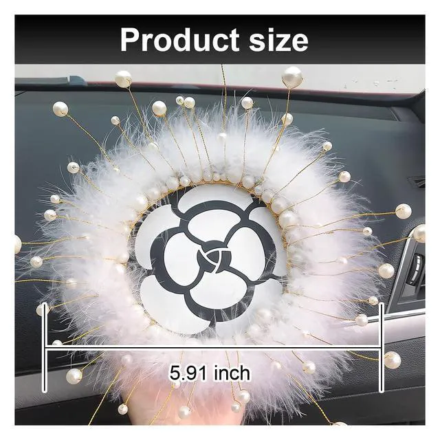 Alt view image 2 of 6 - Camellia Car Dashboard Anti-Slip Mat, Pearl Feather Auto Dash Phone Hold Sticky Pad, 5.91'' Vehicle Strong Gripping Mat for Keychains, Sun Glasses and Electronic Devices (Round)