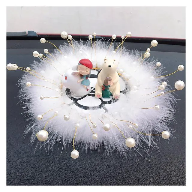 Alt view image 5 of 6 - Camellia Car Dashboard Anti-Slip Mat, Pearl Feather Auto Dash Phone Hold Sticky Pad, 5.91'' Vehicle Strong Gripping Mat for Keychains, Sun Glasses and Electronic Devices (Round)