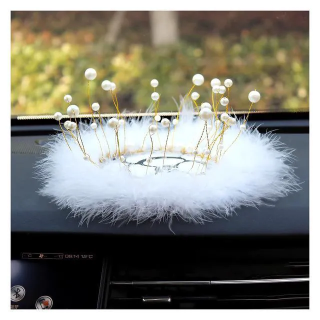 Alt view image 6 of 6 - Camellia Car Dashboard Anti-Slip Mat, Pearl Feather Auto Dash Phone Hold Sticky Pad, 5.91'' Vehicle Strong Gripping Mat for Keychains, Sun Glasses and Electronic Devices (Round)