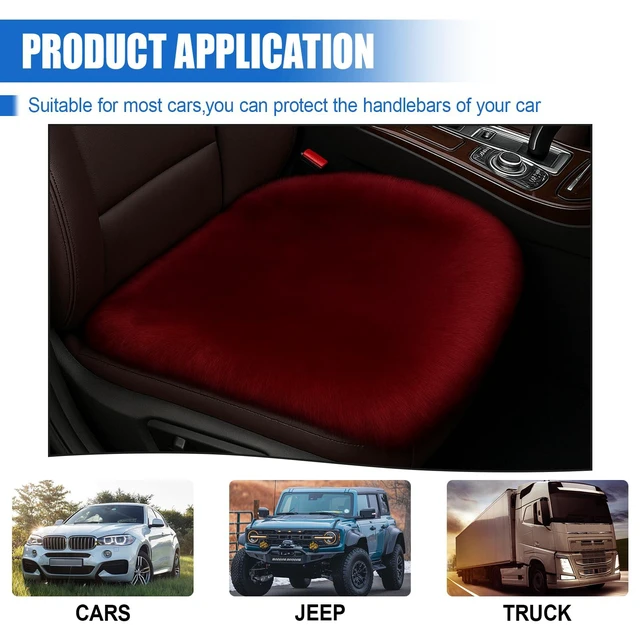 Alt view image 5 of 6 - Sheepskin Car Seat Cushion, Thin Soft Faux Fur Seat Cover, Red | Breathable Comfort Seat Protector Pad, Fluffy Non-Slip Winter Driver Auto Seat Cover for Car, Truck, Office, Home Decoration