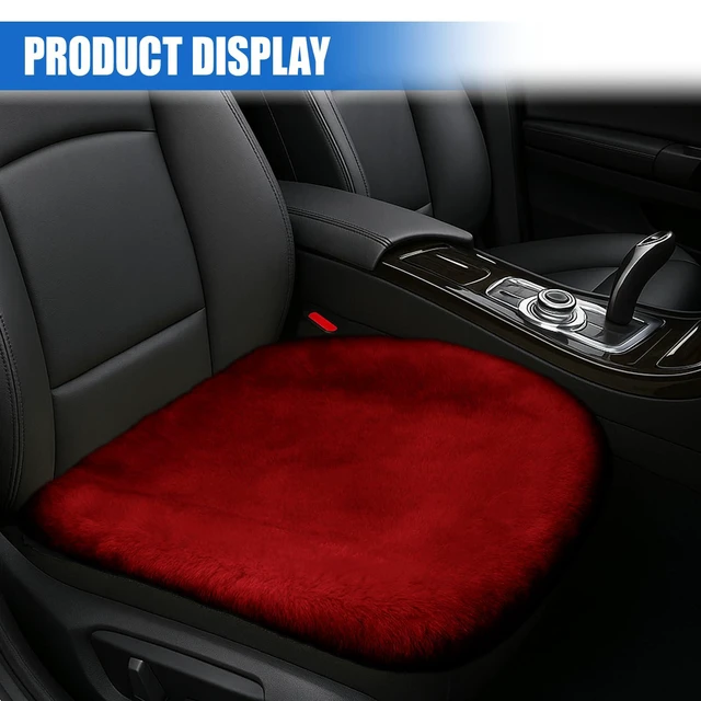 Alt view image 6 of 6 - Sheepskin Car Seat Cushion, Thin Soft Faux Fur Seat Cover, Red | Breathable Comfort Seat Protector Pad, Fluffy Non-Slip Winter Driver Auto Seat Cover for Car, Truck, Office, Home Decoration