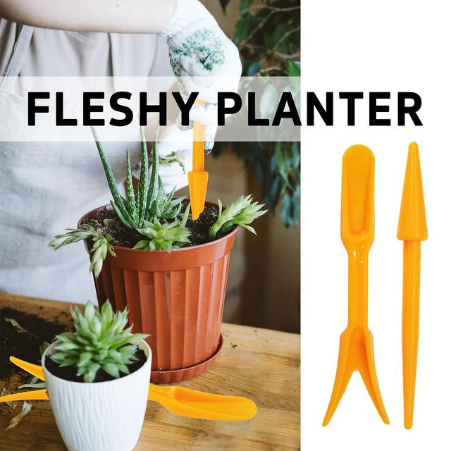 Alt view image 6 of 7 - 6PCS Mini Garden Hand Succulent Transplanting Tools Set, Plastic Seedling Dibber and Digging Tools for Indoor Gardening, Home Plant Care, Repotting, Lawn Maintenance(Yellow)