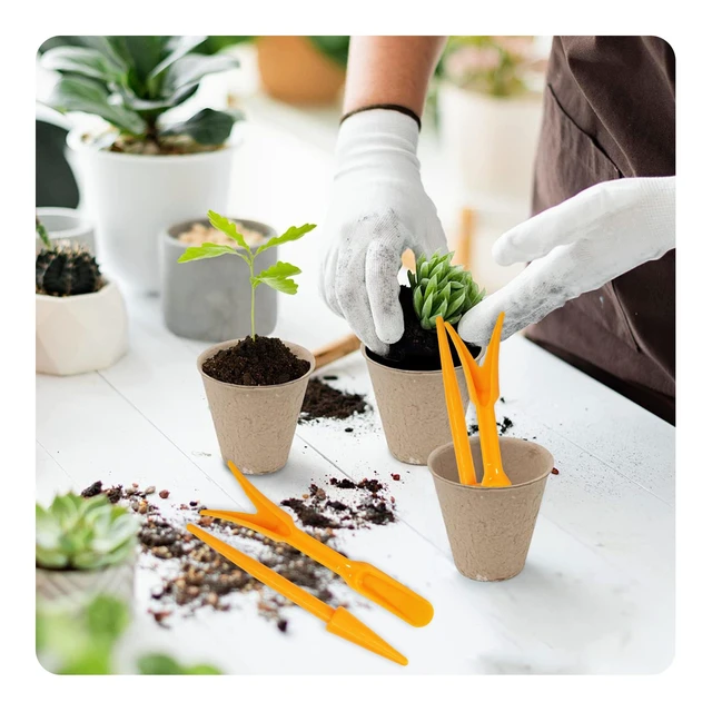 Alt view image 7 of 7 - 6PCS Mini Garden Hand Succulent Transplanting Tools Set, Plastic Seedling Dibber and Digging Tools for Indoor Gardening, Home Plant Care, Repotting, Lawn Maintenance(Yellow)
