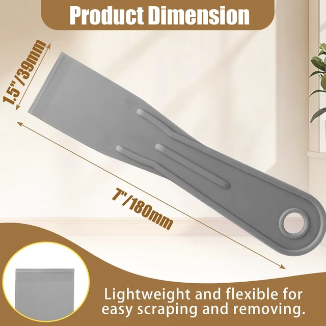 Alt view image 3 of 7 - 6pcs Flexible Plastic Putty Knife Set, 1.5 Inch Wide, Grey | Scraper for Wall Repair, Spackling, Drywall Taping & Painting Projects