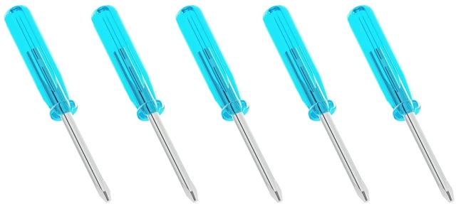 Main image of 5 Pcs Mini Phillips Screwdriver, 2mm Cross Head, 45mm, Blue | 1.77" Total Length, Non-slip Handle, Non-magnetic for Small Appliances