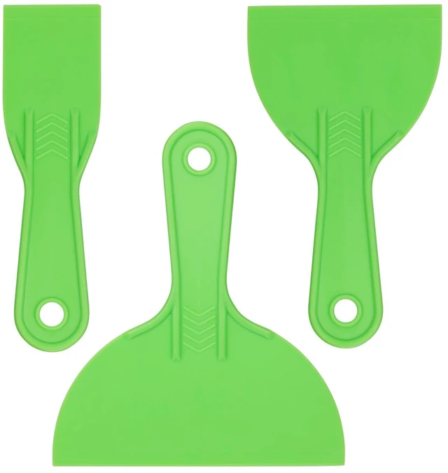 Main image of Plastic Putty Knife Set, 3 Pack 2", 4", 6" Flexible Scrapers | Flexible Plastic, 2/4/6 In Sizes, For Spackling, Drywall, Wallpaper, Paint Removal, And Home Repair