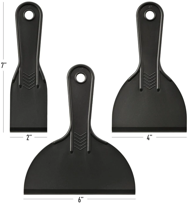 Alt view image 2 of 7 - Plastic Putty Knife Set 2" 4" 6" Spackle Knives & Paint Scrapers | 3 Pack Flexible Plastic Scrapers Tools for Drywall Repair, Painting, Patching, Caulking, with 3 Pairs of Gloves