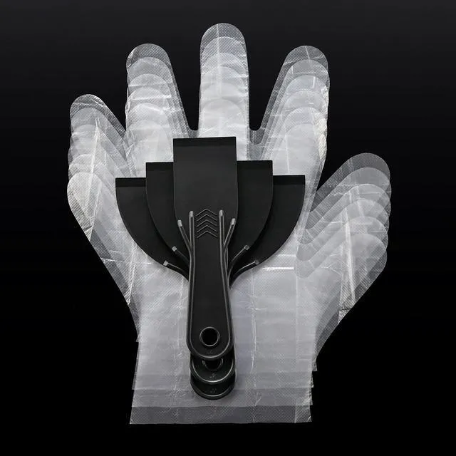 Alt view image 3 of 7 - Plastic Putty Knife Set 2" 4" 6" Spackle Knives & Paint Scrapers | 3 Pack Flexible Plastic Scrapers Tools for Drywall Repair, Painting, Patching, Caulking, with 3 Pairs of Gloves