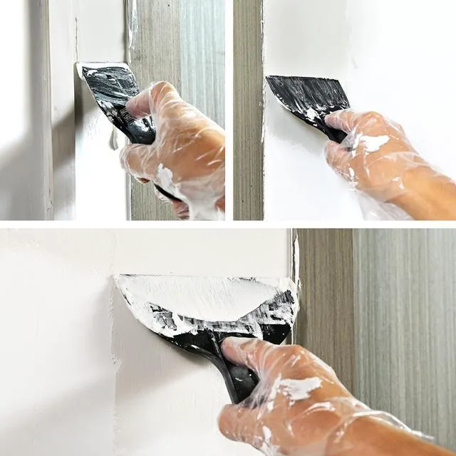 Alt view image 6 of 7 - Plastic Putty Knife Set 2" 4" 6" Spackle Knives & Paint Scrapers | 3 Pack Flexible Plastic Scrapers Tools for Drywall Repair, Painting, Patching, Caulking, with 3 Pairs of Gloves