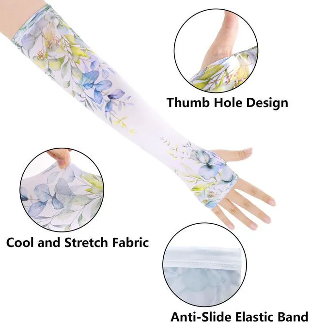 Alt view image 3 of 7 - 1 Pair Gardening Sleeves for Women Anti-Scratch Sun Protection Cooling Arm Cooling Sleeves for Gardening Thorn Proof Garden for Women Men with Thumb Hole Outdoor Activities