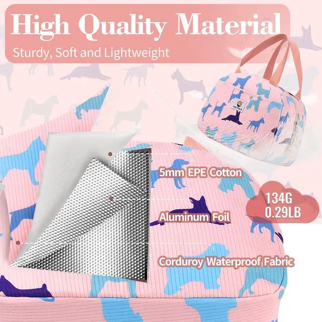 Alt view image 3 of 7 - Lunch Bag Kids,Cute Lunch Box for Kids Boys Girls,Portable Mini Cooler Bag,Small Insulated LunchBox Reusable Corduroy Lunch Tote for School/Travel/Picnic/Work (Dog)