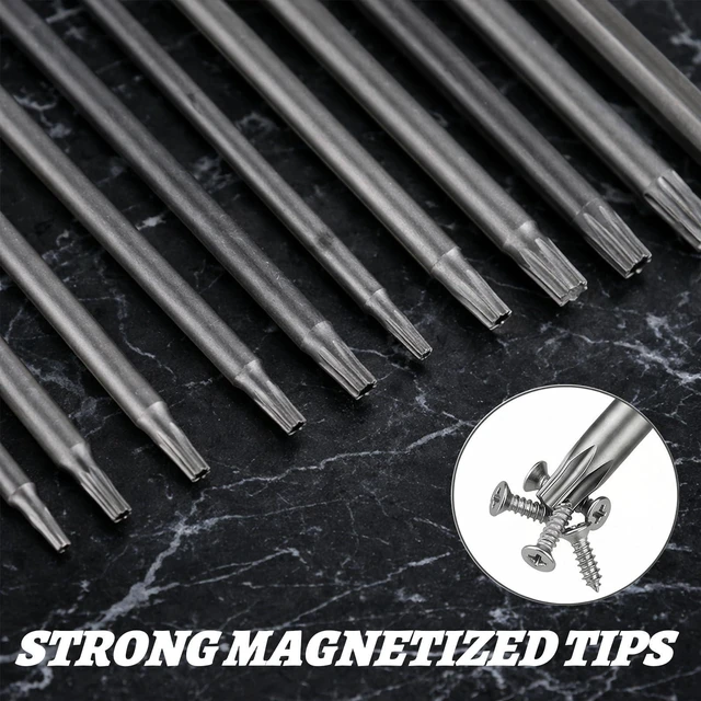 Alt view image 3 of 7 - 11PCS Security Torx Bit, 1/4 Inch Hex Shank S2 Steel Magnetic Tamper Proof Star Screwdriver Bit Set, S2 Torx Screwdriver Bits Sets (T6-T40)