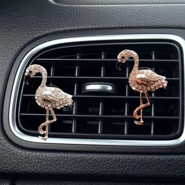 Main image of 2PCS Bling Flamigo Car Air Vent Clip, Cute Car Accessory for Women | Crystal Rhinestone Auto Air Conditioning Outlet Clip, Adorable Animal Car Interior Decoration, Universal for Most Vehicles
